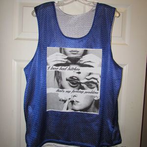 I Love Bad Thats My Problem Blue Tank Top Large